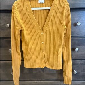 Wilfred Golden Ribbed V-Neck Cardigan